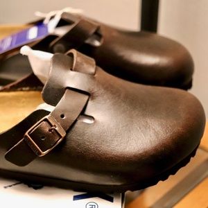 BIRKENSTOCK BOSTON SOFT-FOOTBED BROWN LEATHER
